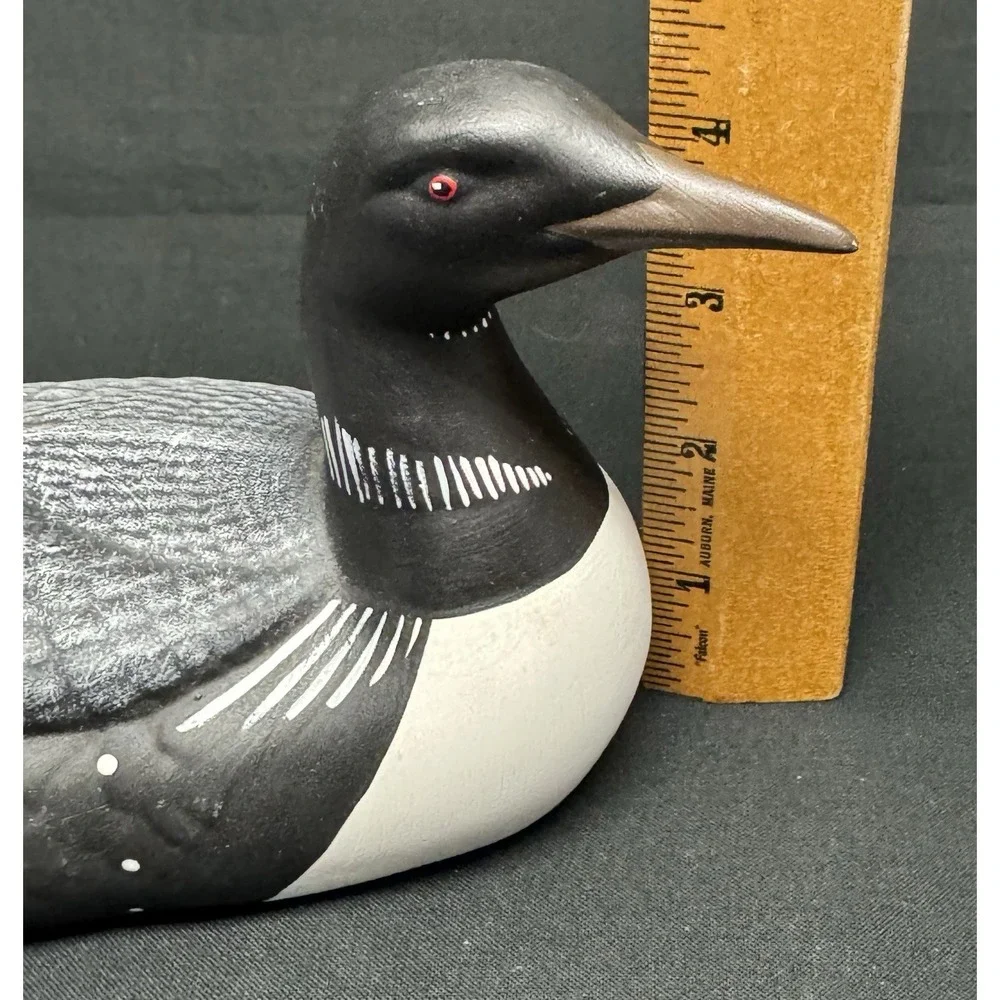 Hand Painted Ceramic Duck Figurine Black & White & Grey 9